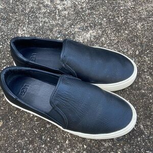 UGG Jass Black Leather Slip On Sneakers Shoes